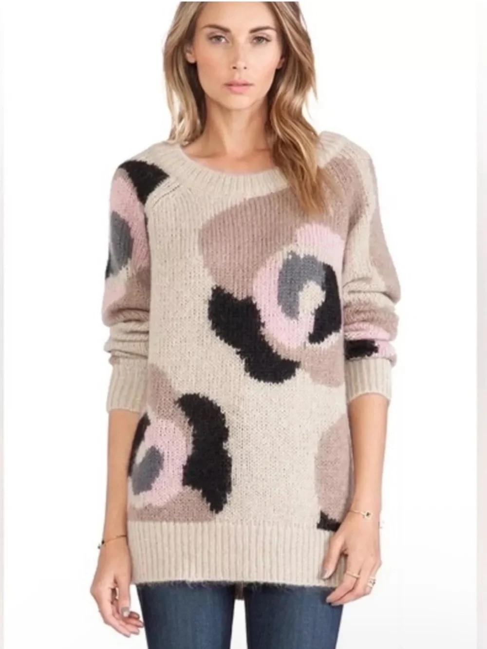 EUC Kate Spade Mohair blend Deco Rose Long Sweater, XS
